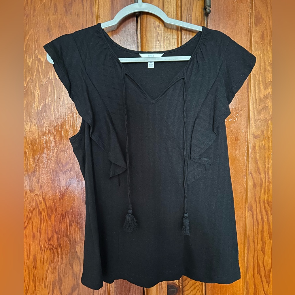 Time And Tru Black Ruffled Blouse